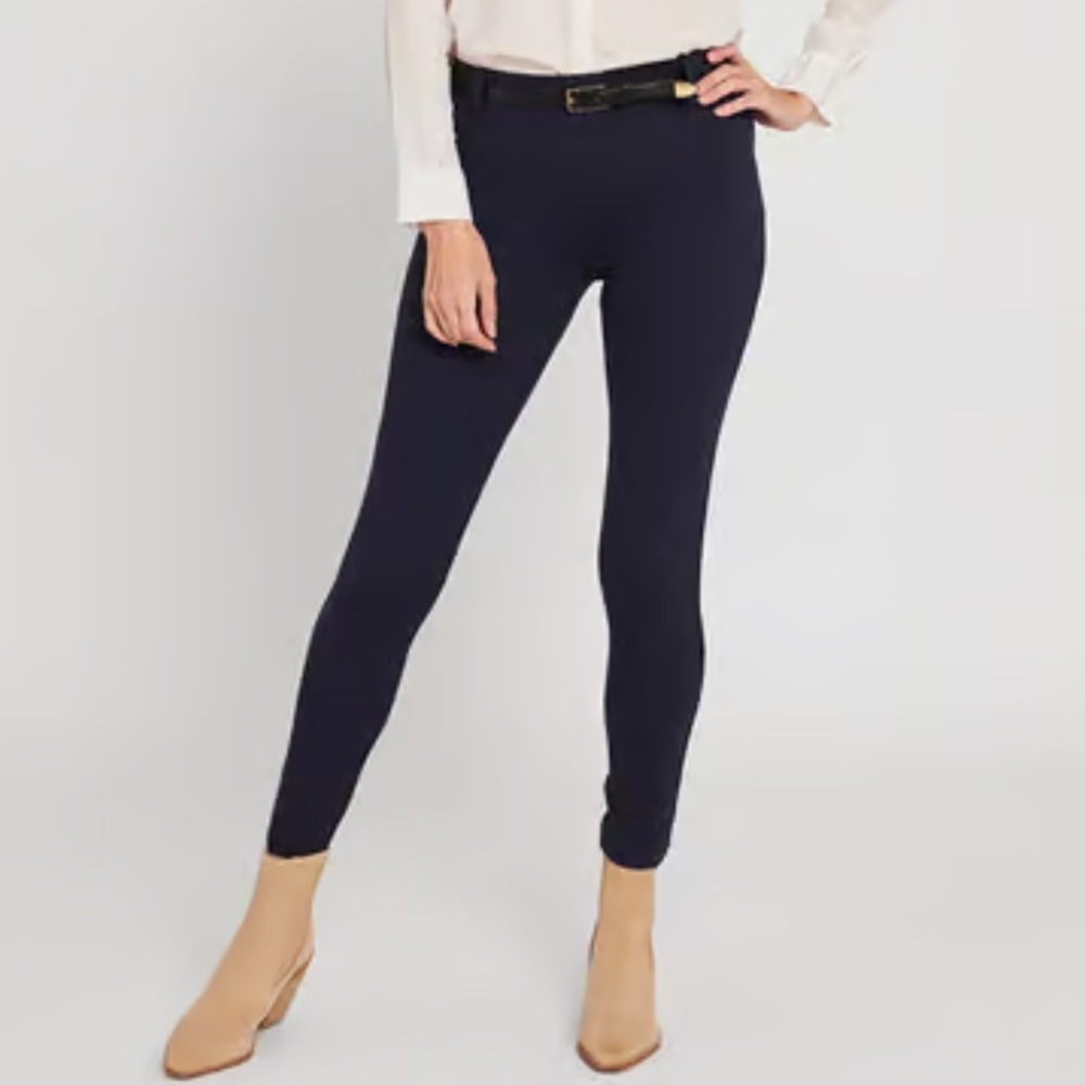 Betabrand Classic Dress Pant Yoga Pant | Skinny navy M petite short